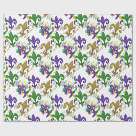Mardi Gras fleur de lis en maskers Cadeaupapier