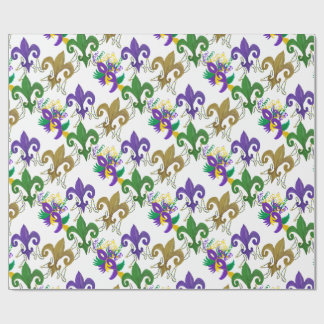 Mardi Gras fleur de lis en maskers Cadeaupapier