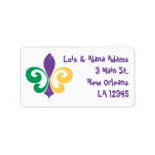 Mardi Gras Fleur De Lis Etiket (Voorkant)