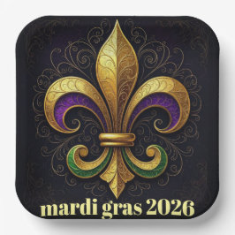 Mardi Gras Fleur de Lis-feest Papieren Bordje