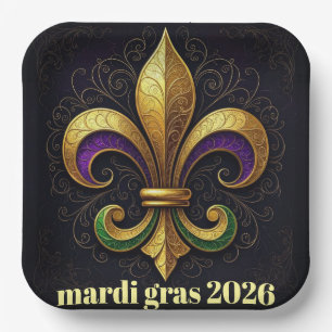 Mardi Gras Fleur de Lis-feest Papieren Bordje