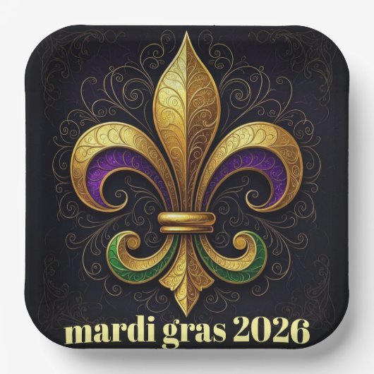 Mardi Gras Fleur de Lis-feest Papieren Bordje (Voorkant)