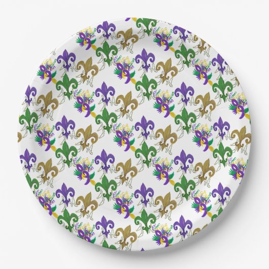 Mardi Gras fleur de lis-feest Papieren Bordje (Voorkant)