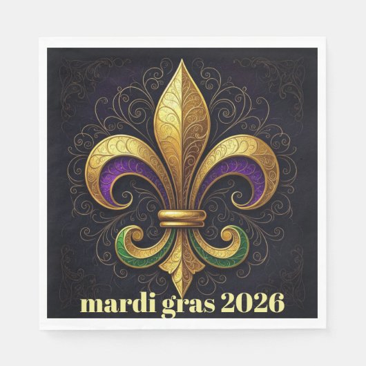 Mardi Gras Fleur de Lis-feest Servet (Voorkant)