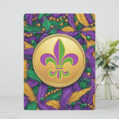 Mardi Gras Fleur de lis Feestdagenkaart (Staand voorkant)