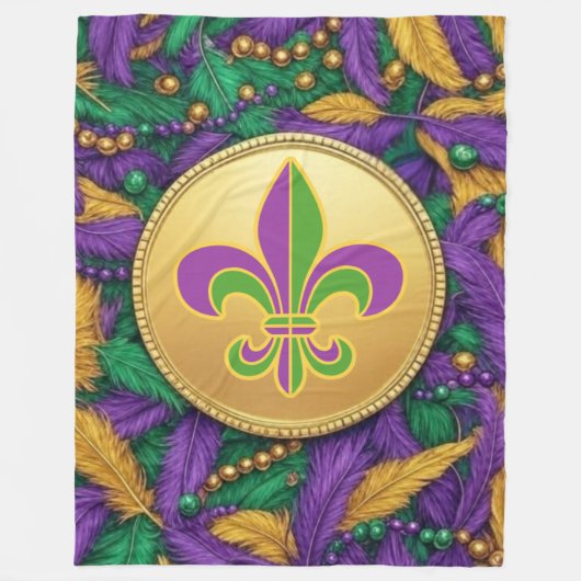 Mardi Gras Fleur de lis Fleece Deken (Voorkant)