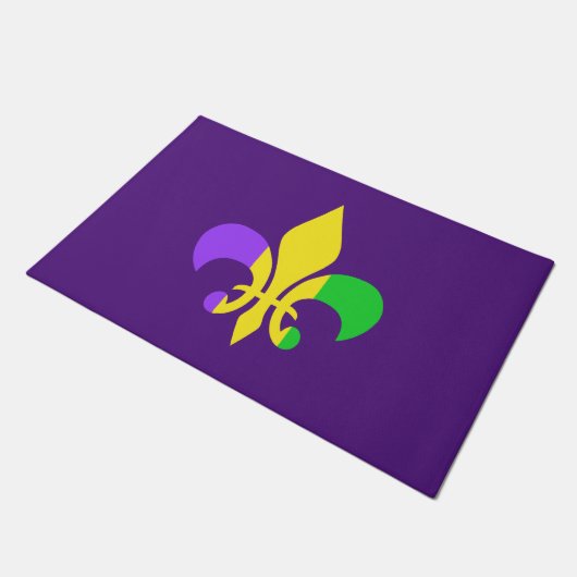 Mardi Gras Fleur-de-Lis Geel Paars Deurmat (Schuin)