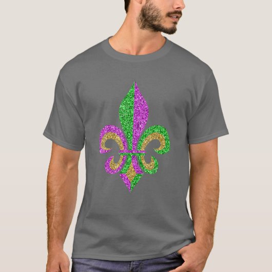 Mardi Gras Fleur De Lis Glitter Carnival Jester Me T-shirt (Voorkant)