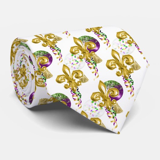 Mardi Gras Fleur De Lis Gold Celebration Stropdas (Opgerold)
