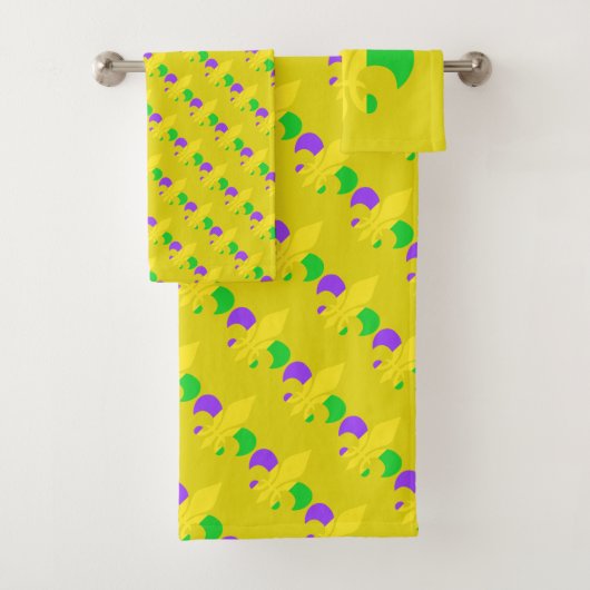 Mardi Gras Fleur-de-Lis Green Paars Yellow Bad Handdoek (Insitu)