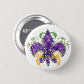 Mardi Gras Fleur-de-Lis Grunge Button (Voorkant /achterkant)