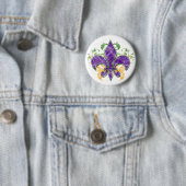Mardi Gras Fleur-de-Lis Grunge Button (In situ)