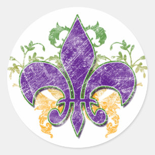 Mardi Gras Fleur-de-Lis Grunge Sticker