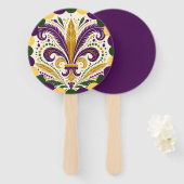 Mardi Gras fleur-de-lis  Handwaaier (Voorkant en achterkant)