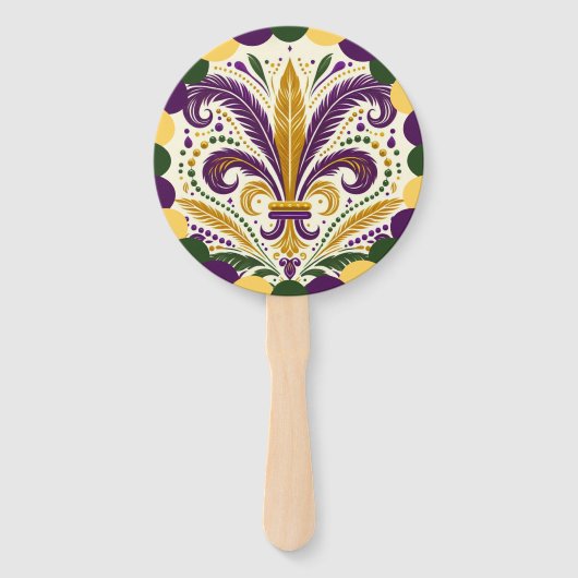 Mardi Gras fleur-de-lis  Handwaaier (Voorkant)