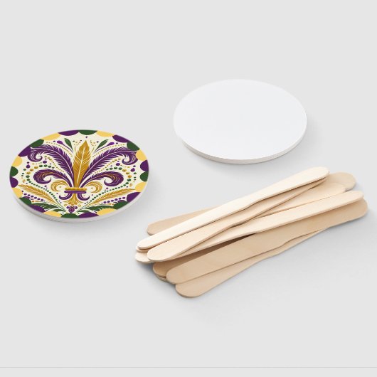 Mardi Gras fleur-de-lis Handwaaier (Niet-gemonteerd)