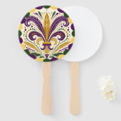 Mardi Gras fleur-de-lis Handwaaier (Voorkant en achterkant)