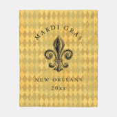 Mardi Gras Fleur-de-lis Harlequin Add Year Fleece Deken (Voorkant)