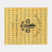 Mardi Gras Fleur-de-lis Harlequin Add Year Fleece Deken (Voorkant (Horizontaal))
