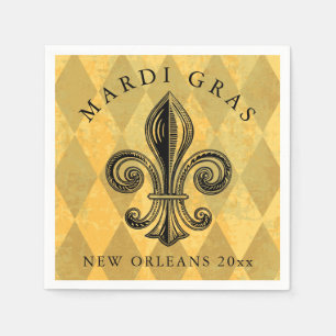 Mardi Gras Fleur-de-lis Harlequin Add Year Servet