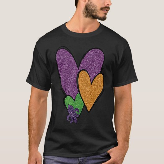 Mardi Gras Fleur De Lis Heart Fat Tuesday Mardi Gr T-shirt (Voorkant)