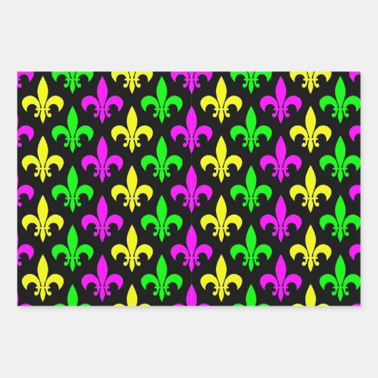 Mardi Gras Fleur De Lis Inpakpapier Vel (Voorkant)