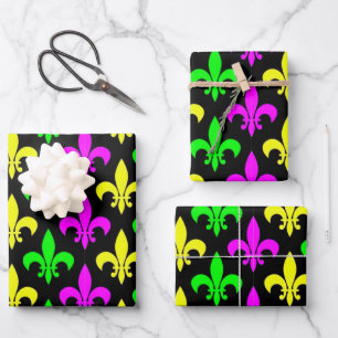 Mardi Gras Fleur De Lis Inpakpapier Vel