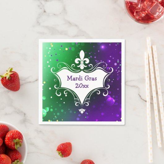 Mardi Gras Fleur-de-lis Jaar Toevoegen Servet (Insitu)