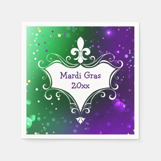 Mardi Gras Fleur-de-lis Jaar Toevoegen Servet (Voorkant)