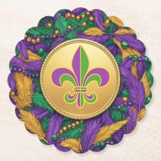 Mardi Gras Fleur de lis Kartonnen Onderzetters (Voorkant)