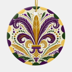 Mardi Gras Fleur de Lis Keramisch Ornament