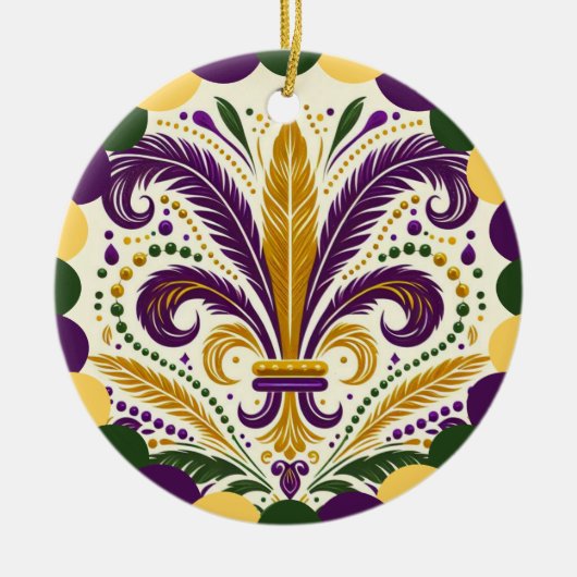 Mardi Gras Fleur de Lis Keramisch Ornament (Voorkant)