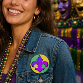 Mardi Gras | Fleur De Lis Knopen Ronde Button 7,6 Cm