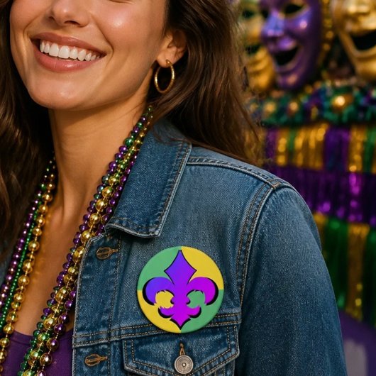 Mardi Gras | Fleur De Lis Knopen Ronde Button 7,6 Cm