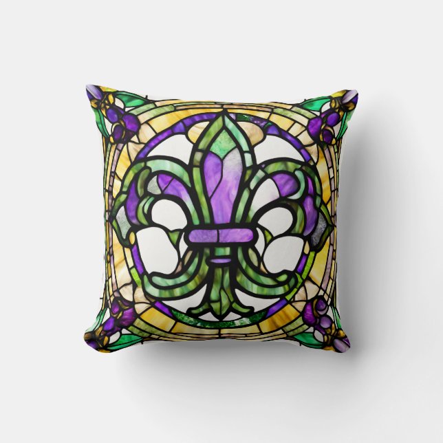 Mardi Gras Fleur De Lis Kussen (Voorkant)