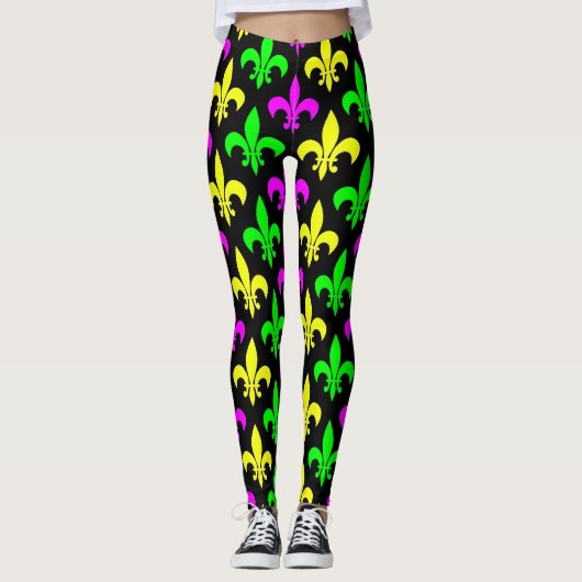 Mardi Gras Fleur De Lis Leggings (Voorkant)