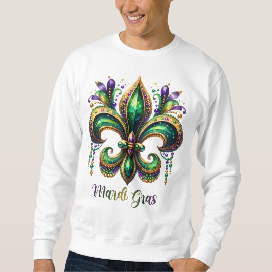 Mardi Gras Fleur-de-lis Mannen Sweatshirt (Voorkant)