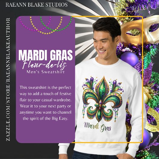 Mardi Gras Fleur-de-lis Mannen Sweatshirt