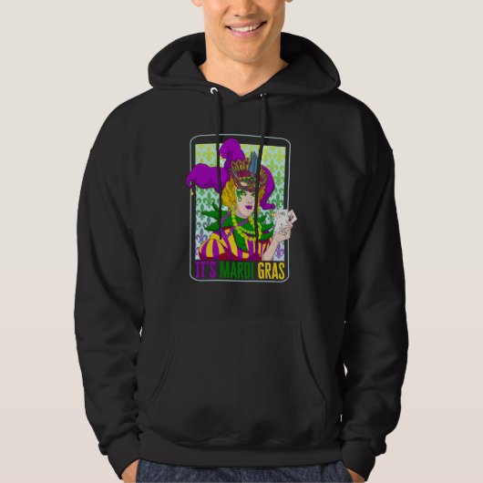Mardi Gras Fleur De Lis Mardi Gras Carnival Jester Hoodie (Voorkant)