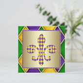 Mardi Gras Fleur De Lis Mardi Gras Party Kaart (Staand voorkant)