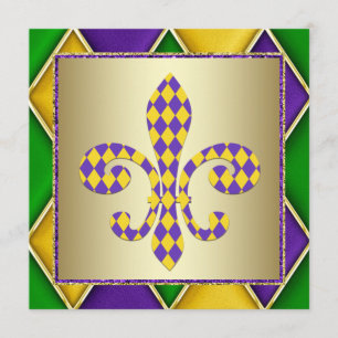Mardi Gras Fleur De Lis Mardi Gras Party Kaart