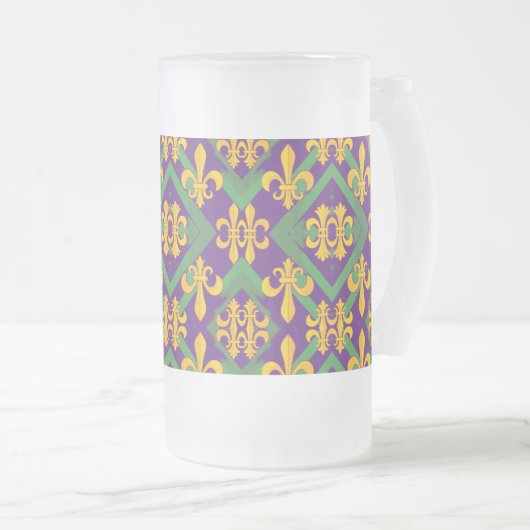 Mardi Gras Fleur de lis Matglas Bierpul (Voorkant rechts)