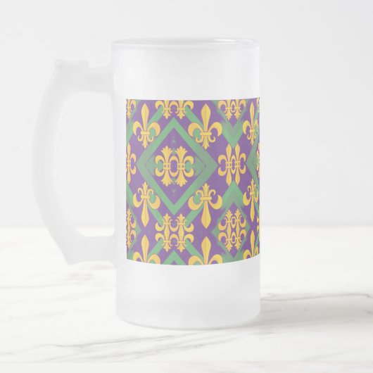 Mardi Gras Fleur de lis Matglas Bierpul (Links)