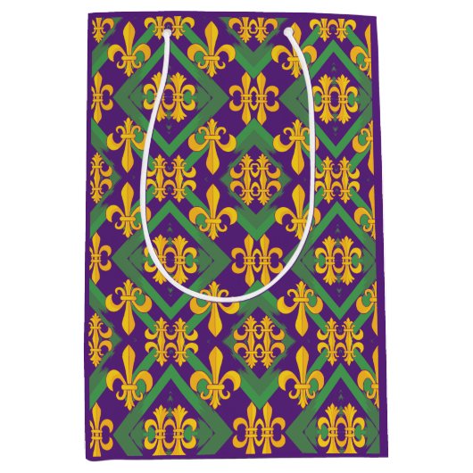 Mardi Gras Fleur de lis Medium Cadeauzakje (Voorkant)