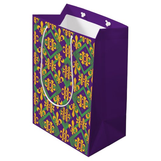 Mardi Gras Fleur de lis Medium Cadeauzakje (Achterkant Gekanteld)