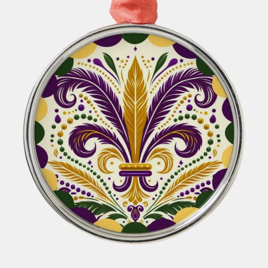 Mardi Gras fleur-de-lis Metalen Ornament (Voorkant)