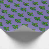 Mardi Gras Fleur de Lis Paars en Green Gift Wrap Cadeaupapier (Hoek)