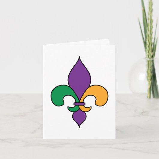 Mardi Gras Fleur de Lis Paars Geel Groen Kaart (Voorkant)