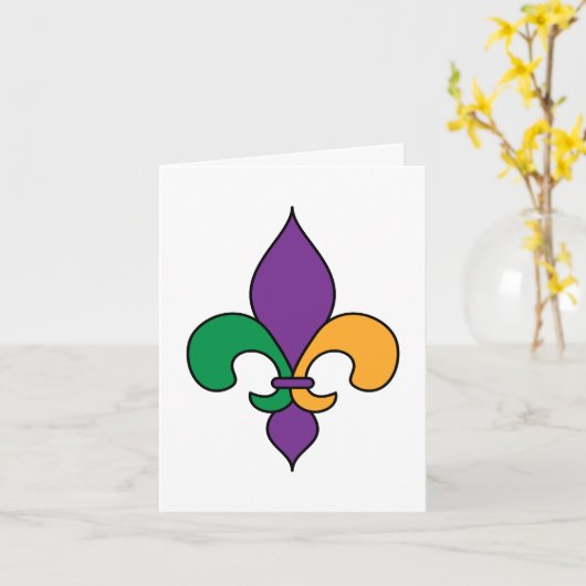 Mardi Gras Fleur de Lis Paars Geel Groen Kaart (Gele Bloem)