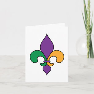 Mardi Gras Fleur de Lis Paars Geel Groen Kaart